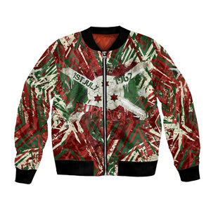 Burundi Independence Day Bomber Jacket 1st July 1962 Distressed Grunge Flag Art - Broken Chains And Freedom Star