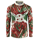 Burundi Independence Day Button Sweatshirt 1st July 1962 Distressed Grunge Flag Art - Broken Chains And Freedom Star