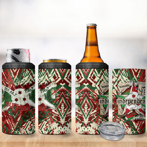 Burundi Independence Day 4 in 1 Can Cooler Tumbler 1st July 1962 Distressed Grunge Flag Art - Broken Chains And Freedom Star