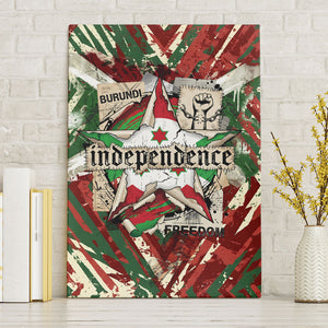 Burundi Independence Day Canvas Wall Art 1st July 1962 Distressed Grunge Flag Art - Broken Chains And Freedom Star