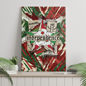 Burundi Independence Day Canvas Wall Art 1st July 1962 Distressed Grunge Flag Art - Broken Chains And Freedom Star