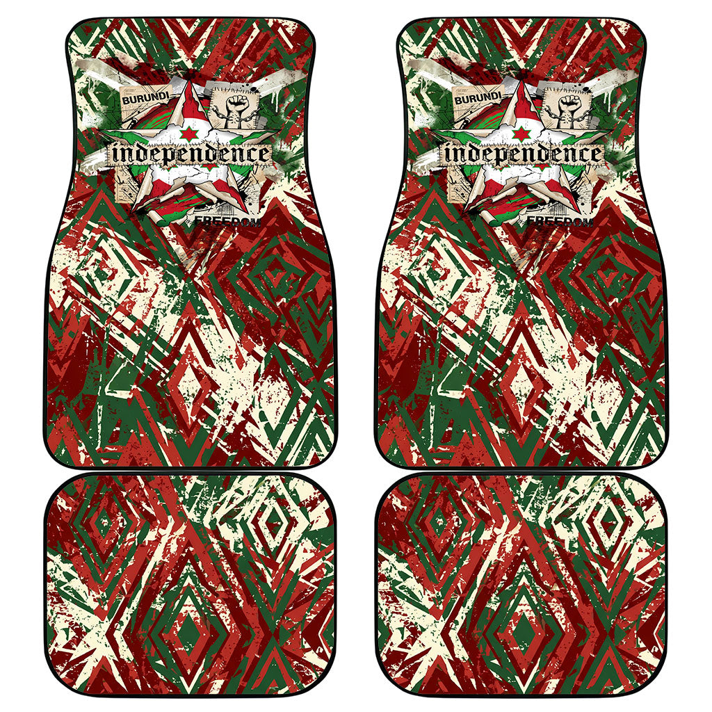Burundi Independence Day Car Mats 1st July 1962 Distressed Grunge Flag Art - Broken Chains And Freedom Star