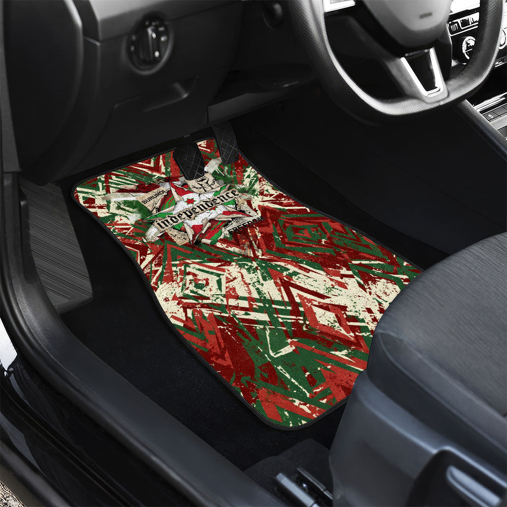 Burundi Independence Day Car Mats 1st July 1962 Distressed Grunge Flag Art - Broken Chains And Freedom Star