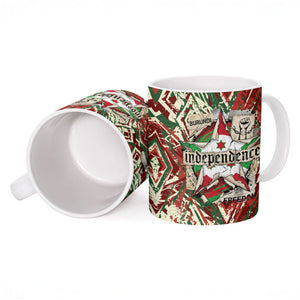 Burundi Independence Day Ceramic Mug 1st July 1962 Distressed Grunge Flag Art - Broken Chains And Freedom Star