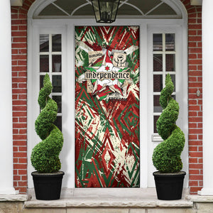 Burundi Independence Day Door Cover 1st July 1962 Distressed Grunge Flag Art - Broken Chains And Freedom Star
