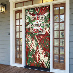 Burundi Independence Day Door Cover 1st July 1962 Distressed Grunge Flag Art - Broken Chains And Freedom Star