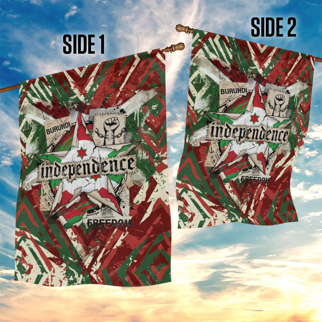 Burundi Independence Day Garden Flag 1st July 1962 Distressed Grunge Flag Art - Broken Chains And Freedom Star