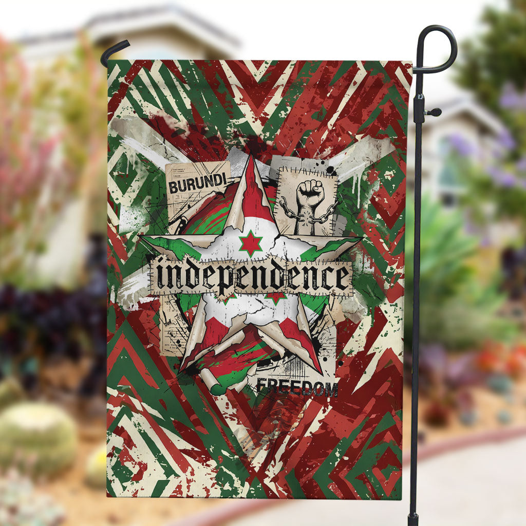 Burundi Independence Day Garden Flag 1st July 1962 Distressed Grunge Flag Art - Broken Chains And Freedom Star