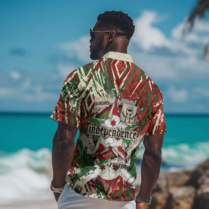 Burundi Independence Day Hawaiian Shirt 1st July 1962 Distressed Grunge Flag Art - Broken Chains And Freedom Star