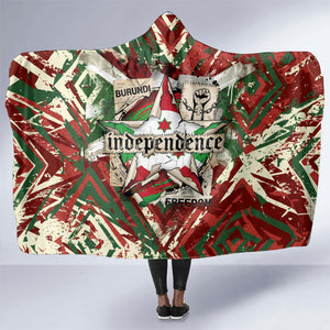 Burundi Independence Day Hooded Blanket 1st July 1962 Distressed Grunge Flag Art - Broken Chains And Freedom Star