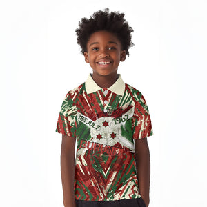 Burundi Independence Day Kid Polo Shirt 1st July 1962 Distressed Grunge Flag Art - Broken Chains And Freedom Star