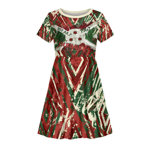 Burundi Independence Day Kid Short Sleeve Dress 1st July 1962 Distressed Grunge Flag Art - Broken Chains And Freedom Star