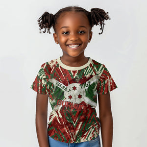 Burundi Independence Day Kid T shirt 1st July 1962 Distressed Grunge Flag Art - Broken Chains And Freedom Star