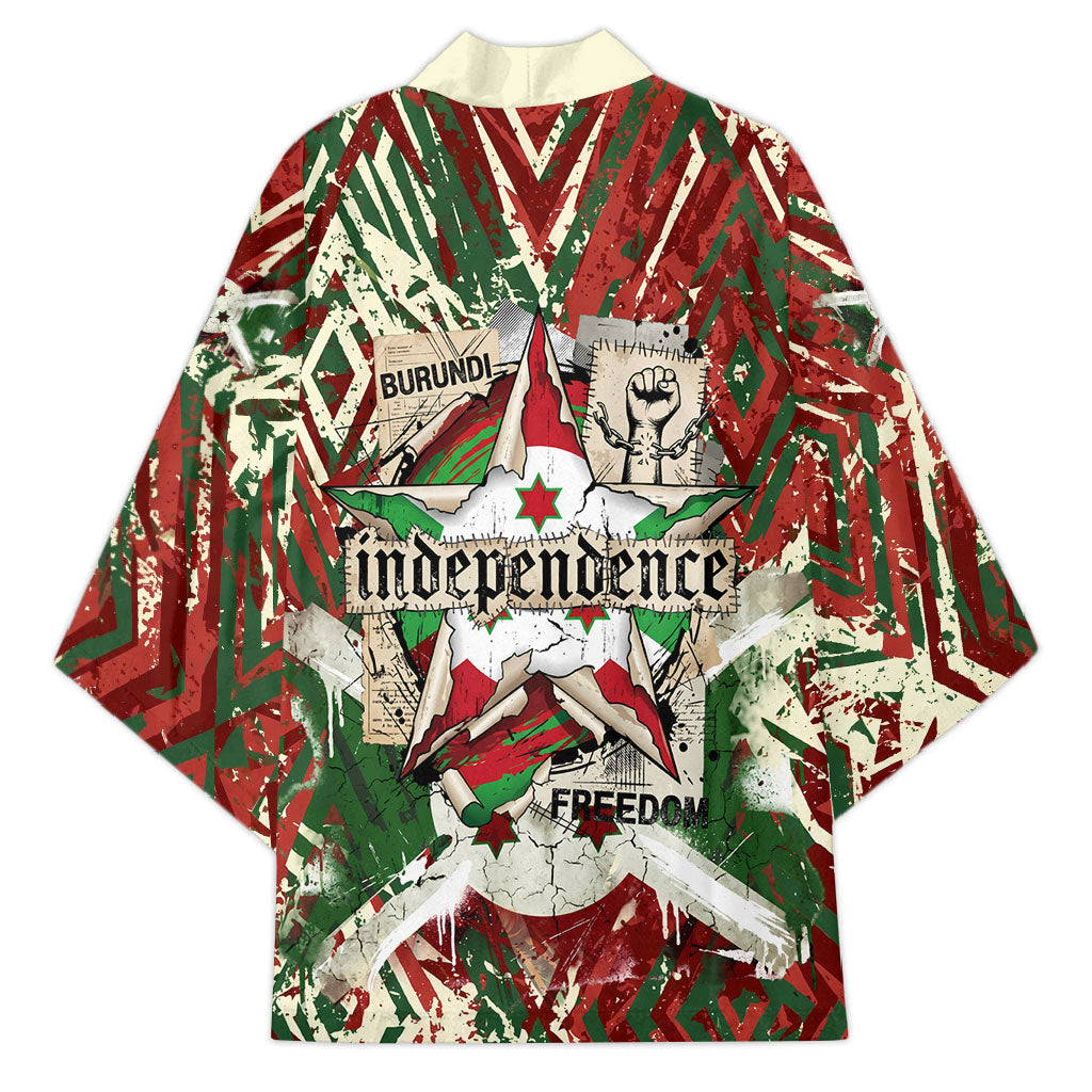 Burundi Independence Day Kimono 1st July 1962 Distressed Grunge Flag Art - Broken Chains And Freedom Star