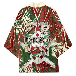 Burundi Independence Day Kimono 1st July 1962 Distressed Grunge Flag Art - Broken Chains And Freedom Star