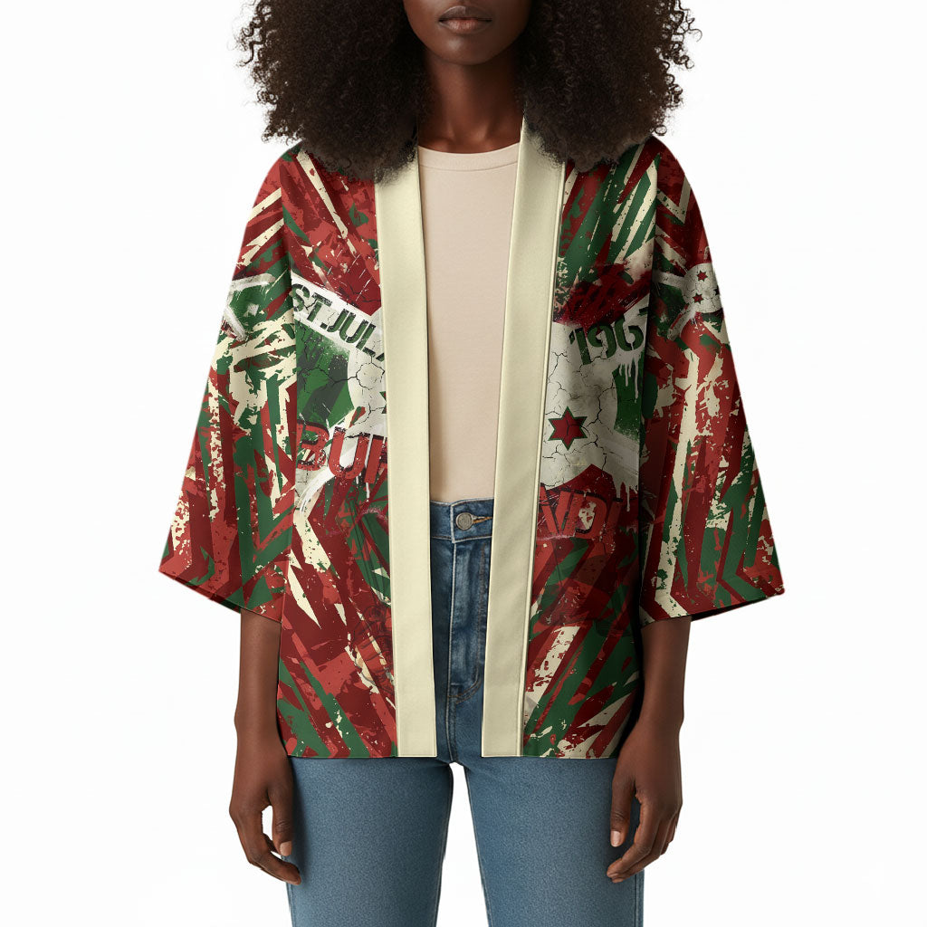 Burundi Independence Day Kimono 1st July 1962 Distressed Grunge Flag Art - Broken Chains And Freedom Star