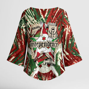 Burundi Independence Day Kimono Sleeve Blouse 1st July 1962 Distressed Grunge Flag Art - Broken Chains And Freedom Star