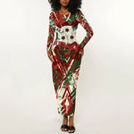 Burundi Independence Day Long Sleeve Bodycon Dress 1st July 1962 Distressed Grunge Flag Art - Broken Chains And Freedom Star