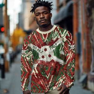 Burundi Independence Day Long Sleeve Shirt 1st July 1962 Distressed Grunge Flag Art - Broken Chains And Freedom Star