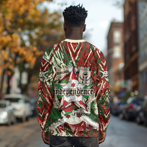 Burundi Independence Day Long Sleeve Shirt 1st July 1962 Distressed Grunge Flag Art - Broken Chains And Freedom Star