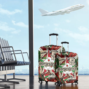 Burundi Independence Day Luggage Cover 1st July 1962 Distressed Grunge Flag Art - Broken Chains And Freedom Star