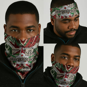 Burundi Independence Day Neck Gaiter 1st July 1962 Distressed Grunge Flag Art - Broken Chains And Freedom Star