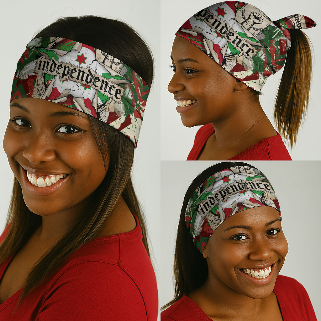 Burundi Independence Day Neck Gaiter 1st July 1962 Distressed Grunge Flag Art - Broken Chains And Freedom Star