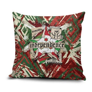 Burundi Independence Day Pillow Cover 1st July 1962 Distressed Grunge Flag Art - Broken Chains And Freedom Star