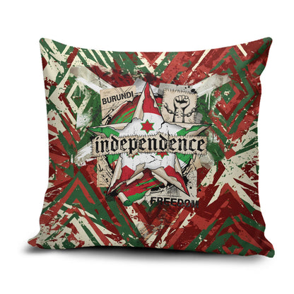 Burundi Independence Day Pillow Cover 1st July 1962 Distressed Grunge Flag Art - Broken Chains And Freedom Star