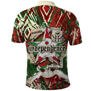 Burundi Independence Day Polo Shirt 1st July 1962 Distressed Grunge Flag Art - Broken Chains And Freedom Star