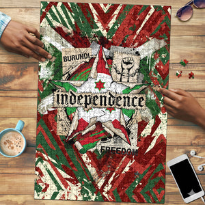 Burundi Independence Day Puzzle 1st July 1962 Distressed Grunge Flag Art - Broken Chains And Freedom Star