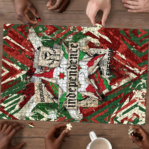 Burundi Independence Day Puzzle 1st July 1962 Distressed Grunge Flag Art - Broken Chains And Freedom Star