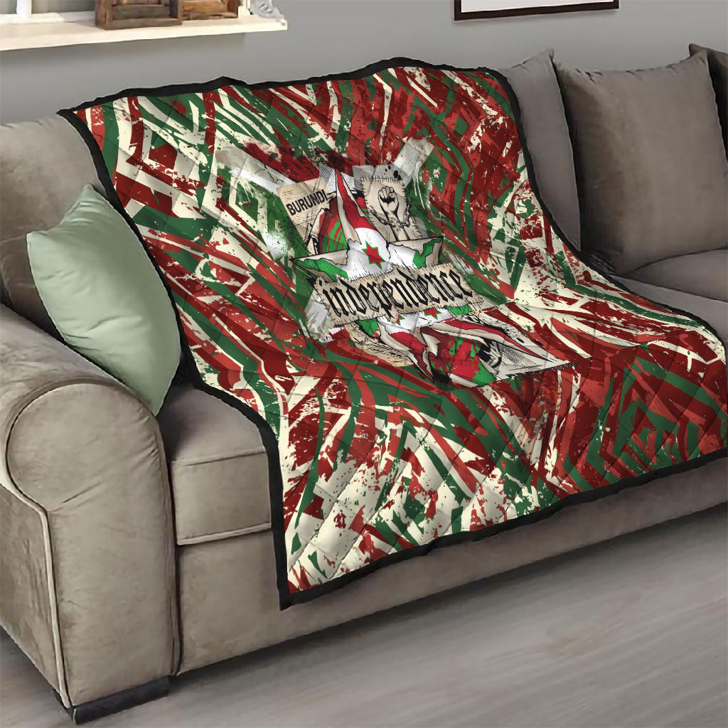 Burundi Independence Day Quilt 1st July 1962 Distressed Grunge Flag Art - Broken Chains And Freedom Star