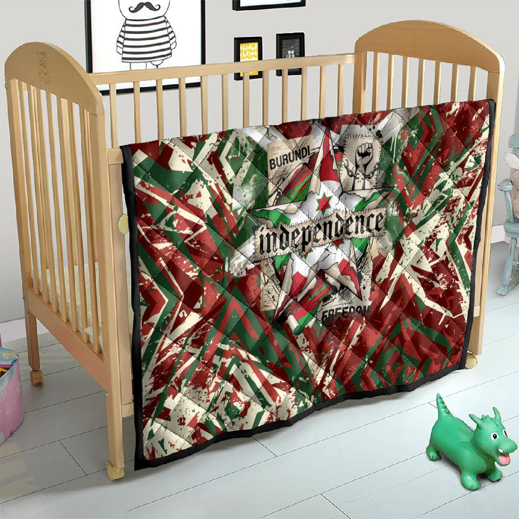 Burundi Independence Day Quilt 1st July 1962 Distressed Grunge Flag Art - Broken Chains And Freedom Star