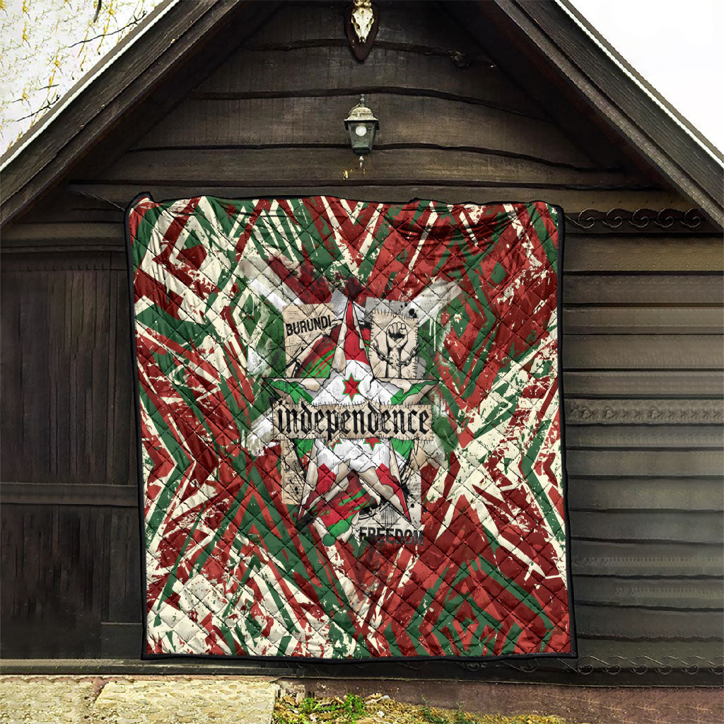 Burundi Independence Day Quilt 1st July 1962 Distressed Grunge Flag Art - Broken Chains And Freedom Star