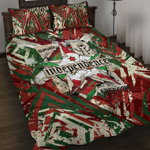 Burundi Independence Day Quilt Bed Set 1st July 1962 Distressed Grunge Flag Art - Broken Chains And Freedom Star