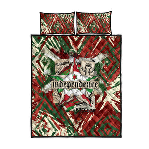 Burundi Independence Day Quilt Bed Set 1st July 1962 Distressed Grunge Flag Art - Broken Chains And Freedom Star