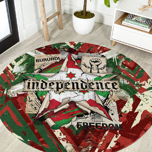 Burundi Independence Day Round Carpet 1st July 1962 Distressed Grunge Flag Art - Broken Chains And Freedom Star