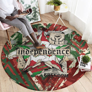 Burundi Independence Day Round Carpet 1st July 1962 Distressed Grunge Flag Art - Broken Chains And Freedom Star