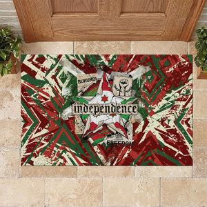 Burundi Independence Day Rubber Doormat 1st July 1962 Distressed Grunge Flag Art - Broken Chains And Freedom Star