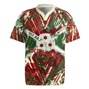 Burundi Independence Day Rugby Jersey 1st July 1962 Distressed Grunge Flag Art - Broken Chains And Freedom Star