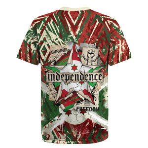 Burundi Independence Day Rugby Jersey 1st July 1962 Distressed Grunge Flag Art - Broken Chains And Freedom Star