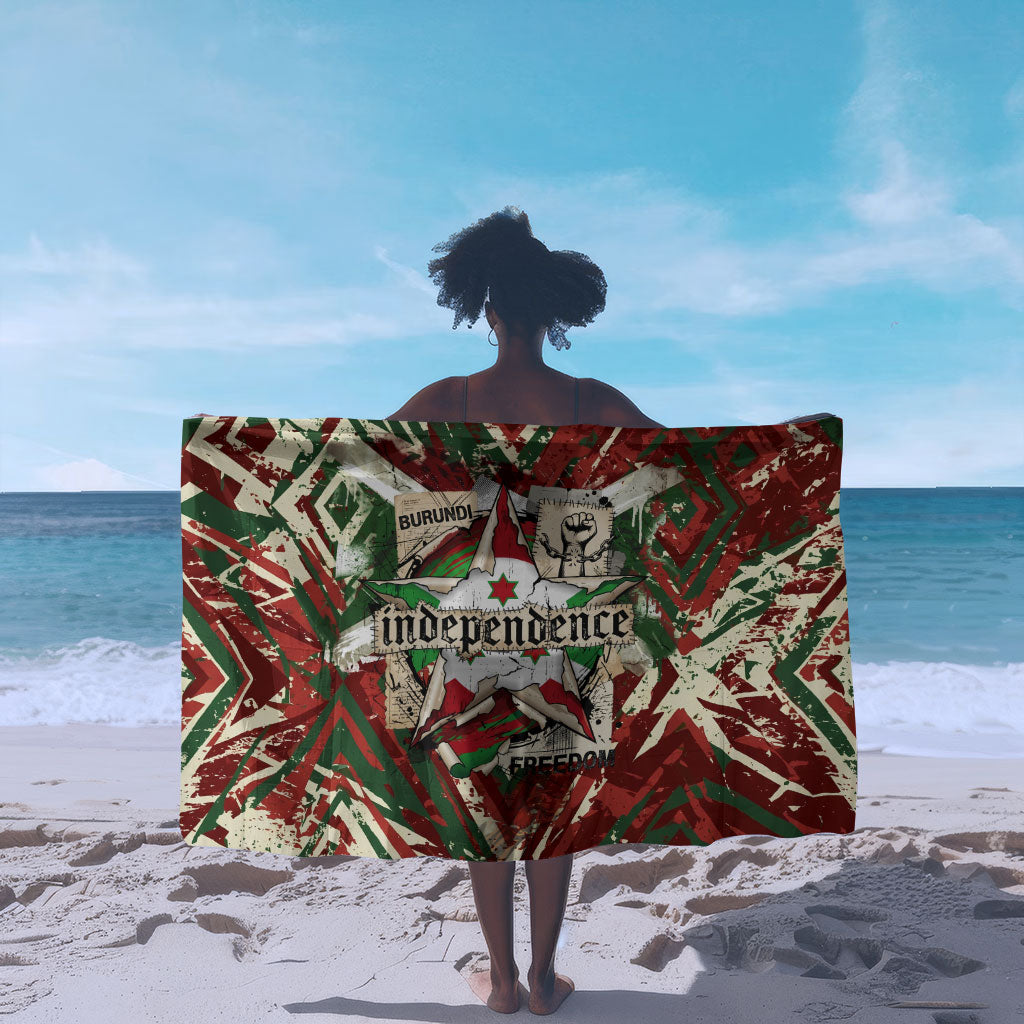Burundi Independence Day Sarong 1st July 1962 Distressed Grunge Flag Art - Broken Chains And Freedom Star