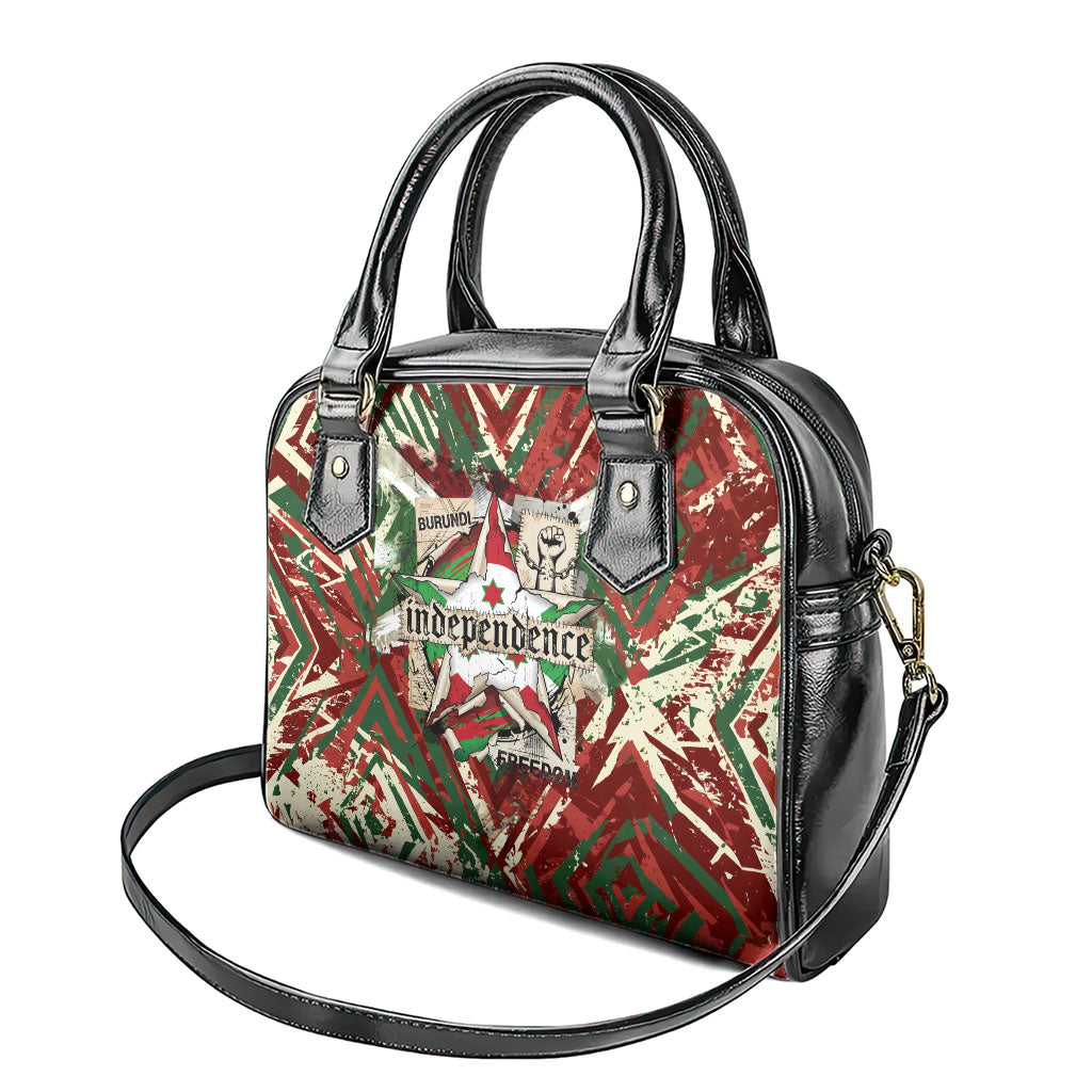 Burundi Independence Day Shoulder Handbag 1st July 1962 Distressed Grunge Flag Art - Broken Chains And Freedom Star
