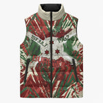 Burundi Independence Day Sleeveless Puffer Jacket 1st July 1962 Distressed Grunge Flag Art - Broken Chains And Freedom Star