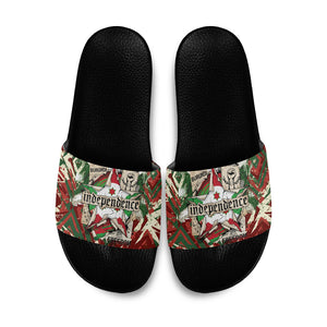 Burundi Independence Day Slide Sandals 1st July 1962 Distressed Grunge Flag Art - Broken Chains And Freedom Star