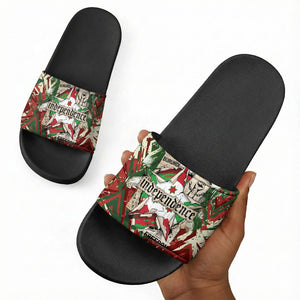 Burundi Independence Day Slide Sandals 1st July 1962 Distressed Grunge Flag Art - Broken Chains And Freedom Star
