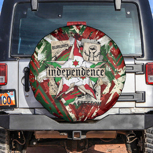 Burundi Independence Day Spare Tire Cover 1st July 1962 Distressed Grunge Flag Art - Broken Chains And Freedom Star