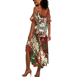 Burundi Independence Day Summer Maxi Dress 1st July 1962 Distressed Grunge Flag Art - Broken Chains And Freedom Star