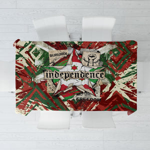 Burundi Independence Day Tablecloth 1st July 1962 Distressed Grunge Flag Art - Broken Chains And Freedom Star